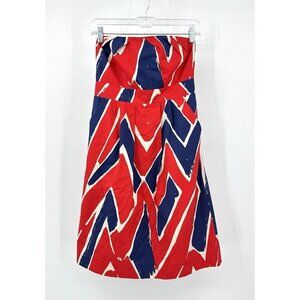 ANTHROPOLOGIE WE LOVE VERA strapless aline dress red white blue july 4th small 4